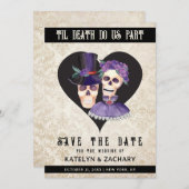 Goth Til Death Do us Part Skelett Save The Date (Vorne/Hinten)