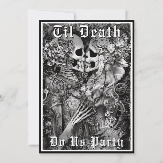 Goth Til Death Do Us Party Skeleton Paare Dusche Einladung (Vorderseite)
