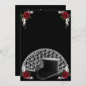 Goth Top Hat and Fan Viktorianisch Wedding Einladung (Vorne/Hinten)