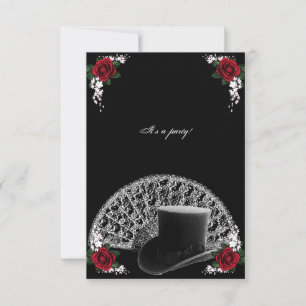 Goth Topfhut und viktorianische Hochzeitsfächer Einladung