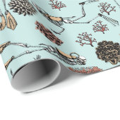 Goth Turqoise Skeleton Scuba Diver and Coral Geschenkpapier (Rolleneckpunkt)