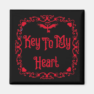 Goth Valentine Key für mein Herz rot Magnet
