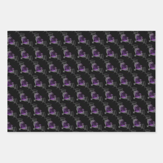 Goth Valentine Winged Hearts Geschenkpapier Set (Vorderseite)