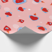 Goth valentines rosa heilige menschliche Herzen Geschenkpapier (Ecke)