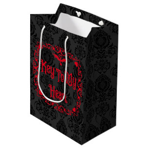 Goth Valentinsgruß Schlüssel zu meinem Herzen Rot Mittlere Geschenktüte