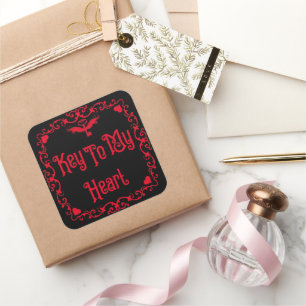 Goth Valentinstag Schlüssel zu meinem Herzen Rot Quadratischer Aufkleber