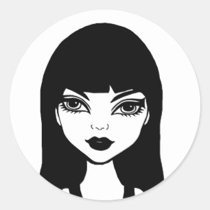 Goth Vampire Cartoon Zeichn Runder Aufkleber