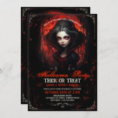 Goth Vampire girl Halloween Einladung (Vorne/Hinten)