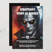 Goth Vampire Mann leuchtend Augen Halloween-Party Einladung (Vorne/Hinten)