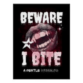 Goth Vampire T-Shirt BEWARE I BITE | Spooky Fangs Poster (Vorderseite)