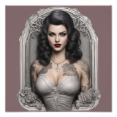 Goth Vampiress in Window Frame Fotodruck (Vorne)