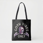 Goth Vibes Only Skull mit Blume Tasche (Vorderseite)