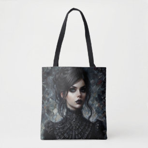 Goth Viktorianisch Woman in Black Portrait Tasche