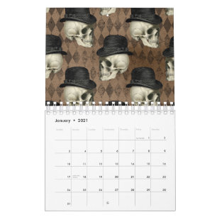 Goth-Viktorianische Totenköpfe Vintage-Hut dunkle  Kalender