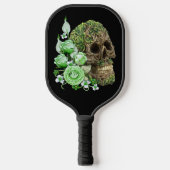Goth Vine Covered Tree Skull mit grünen Blume Pickleball Schläger (Vorderseite)