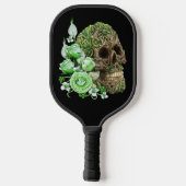 Goth Vine Covered Tree Skull mit grünen Blume Pickleball Schläger (Rückseite)