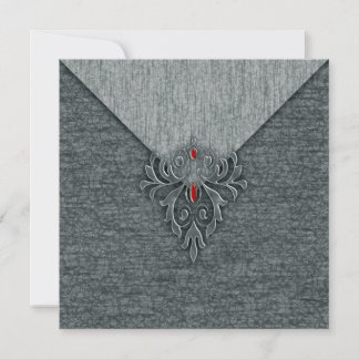 Goth Vintag Damask Red Jeweled Einladung