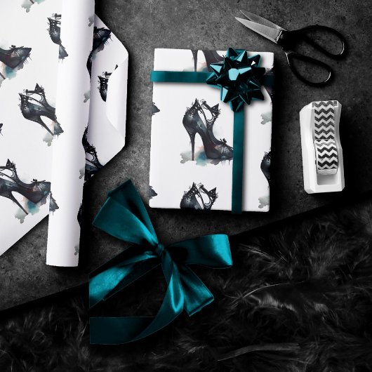 Goth Vogue | Aquamariner Splash und Stiletto High Geschenkpapier