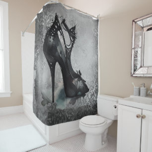 Goth Vogue Grunge   Aquamarine Splash Stiletto Hig Duschvorhang