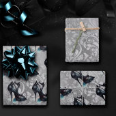 Goth Vogue Grunge | Aquamarine Splash Stiletto Hig Geschenkpapier Set