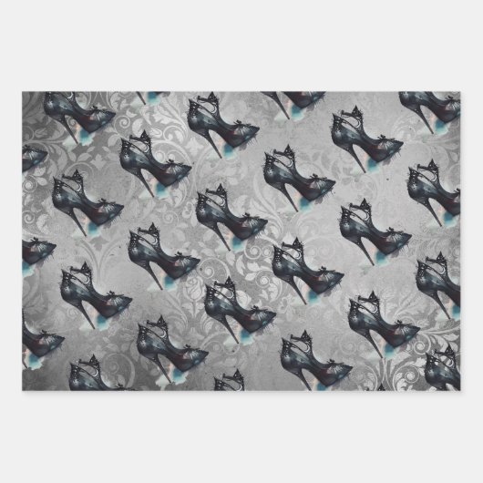 Goth Vogue Grunge | Aquamarine Splash Stiletto Hig Geschenkpapier Set (Vorderseite 3)