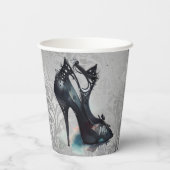 Goth Vogue Grunge | Aquamarine Splash Stiletto Hig Pappbecher (Rückseite)