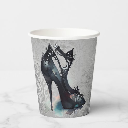 Goth Vogue Grunge | Aquamarine Splash Stiletto Hig Pappbecher (Rückseite)