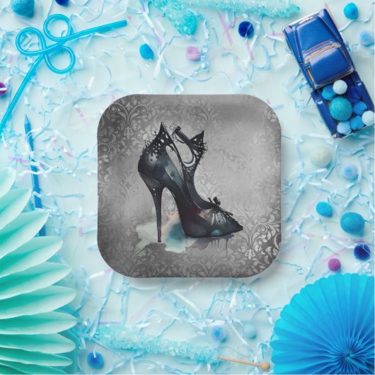 Goth Vogue Grunge | Aquamarine Splash Stiletto Hig Pappteller (Party)