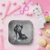 Goth Vogue Grunge | Aquamarine Splash Stiletto Hig Pappteller (Party)