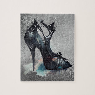 Goth Vogue Grunge   Aquamarine Splash Stiletto Hig Puzzle