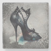 Goth Vogue Grunge | Aquamarine Splash Stiletto Hig Steinuntersetzer (Vorderseite)