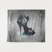 Goth Vogue Grunge | Aquamarine Splash Stiletto Hig Wandteppich (Vorderseite (Horizontal))
