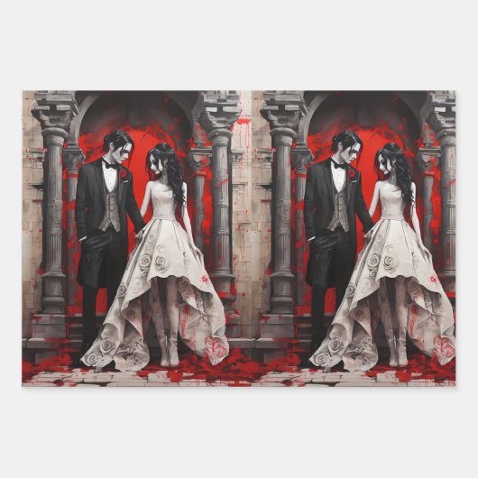 Goth Wedding Couple Geschenkpapier Set (Vorderseite)