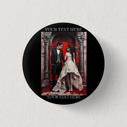 Goth Wedding Couple Verlassen der Kirche Button (Vorderseite)