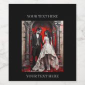 Goth Wedding Couple Verlassen der Kirche Weinetikett (Einzelnes Label)