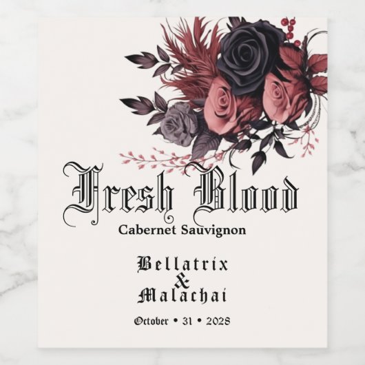 Goth Wedding Fresh Blood Red Wine Weinetikett (Einzelnes Label)