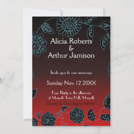 Goth wedding Gothic Red Black Grunge Halloween Einladung