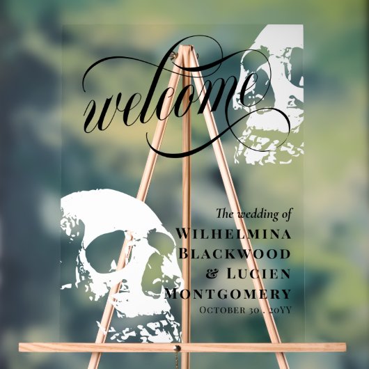 Goth Wedding Willkommen bei White Skulls Halloween Acrylschild (Neutral)