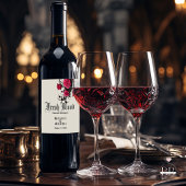 Goth Wedding Wine Crimson Rose Weinetikett