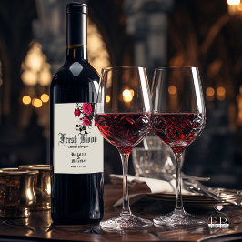 Goth Wedding Wine Crimson Rose Weinetikett