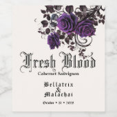 Goth Wedding Wine Deep Amethyst Rose Weinkarte Weinetikett (Einzelnes Label)