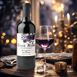 Goth Wedding Wine Deep Amethyst Rose Weinkarte Weinetikett