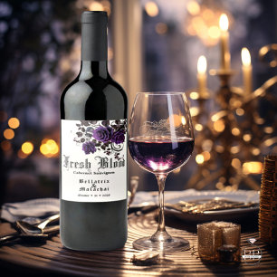 Goth Wedding Wine Deep Amethyst Rose Weinkarte Weinetikett