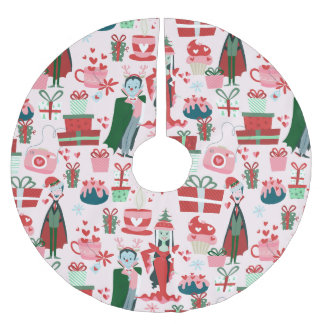 goth Weihnachten Horror Santa Vampir Paar Polyester Weihnachtsbaumdecke