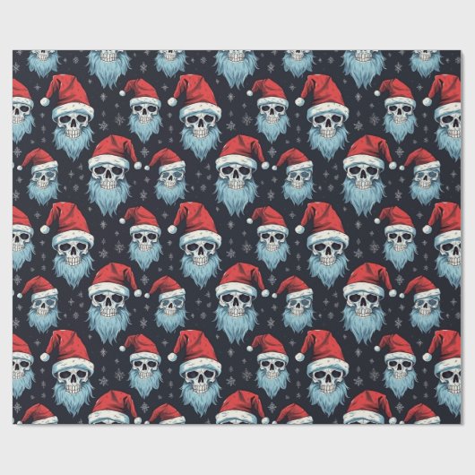 Goth Weihnachtsmannmütze Beard Skull Weihnachtsmus Geschenkpapier (Flach)