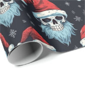 Goth Weihnachtsmannmütze Beard Skull Weihnachtsmus Geschenkpapier (Rolleneckpunkt)