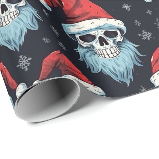Goth Weihnachtsmannmütze Beard Skull Weihnachtsmus Geschenkpapier (Rolleneckpunkt)