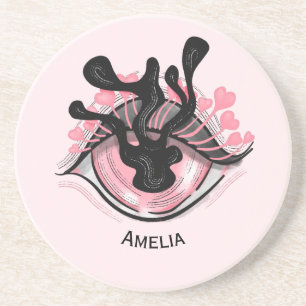 Goth Weird Pink Eye Creepy Horror Magical Hexe Getränkeuntersetzer