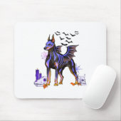 Goth Winged Doberman Dog Skulls T and Candles Hall Mousepad (Mit Mouse)