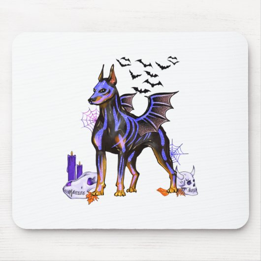 Goth Winged Doberman Dog Skulls T and Candles Hall Mousepad (Vorne)
